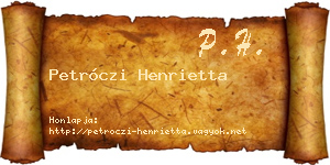 Petróczi Henrietta névjegykártya