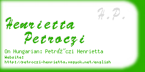 henrietta petroczi business card